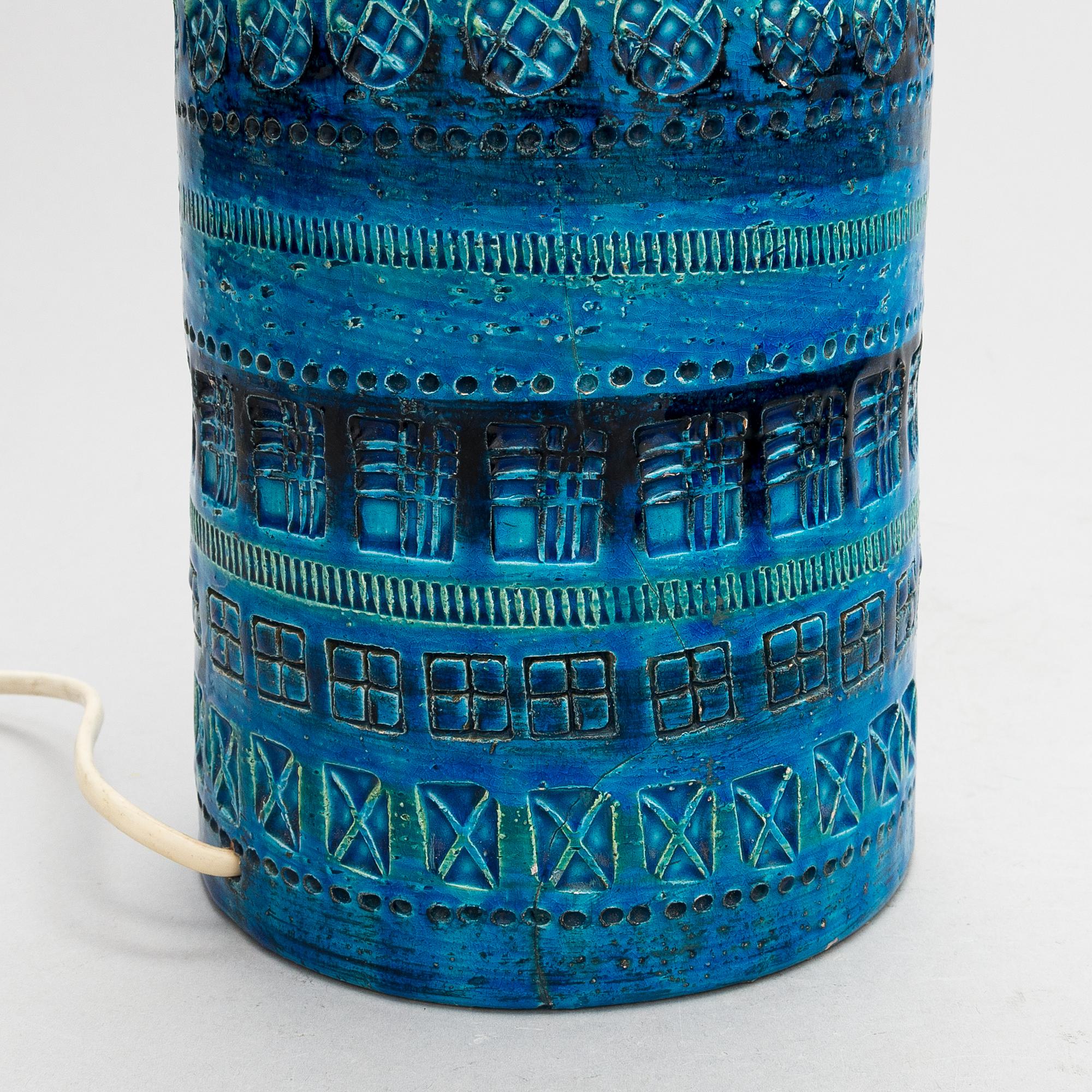 Aldo Londi, bordslampor, ett par, keramik, "Rimini blu", Bitossi, Italien, 1900-talets mitt.
