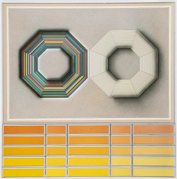 Beck & Jung, triptyk, akryl och ink jet print, signerad och daterad 1984.