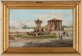 GEORGE EDWIN EWING, olja på pannå, signerad Ewing, Roma.