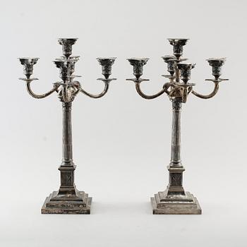 KANDELABRAR, 1 par, silver, K Andersson, Stockholm 1900. Vikt ca 3290 g.