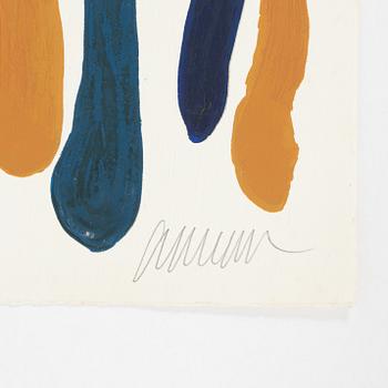 Arman, "Yellow and red pouring".