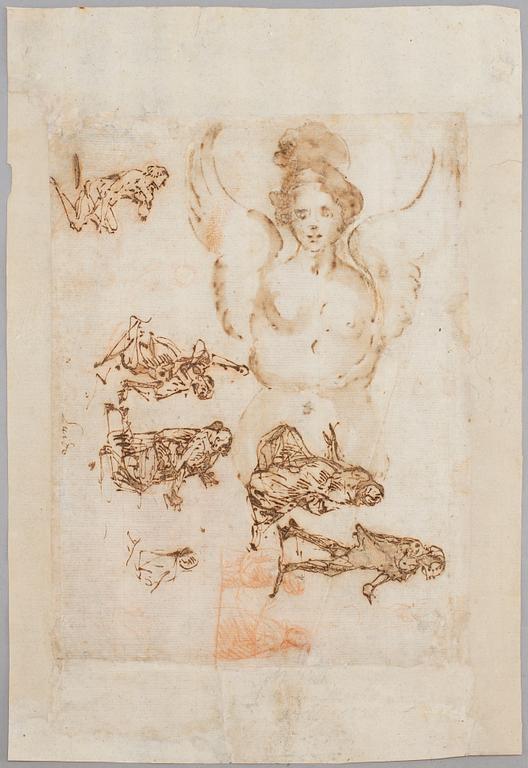 ITALIAN SCHOOL, first half 17th Century, attributed to Guido Reni (1585-1642), Brown ink, red chalk on paper.