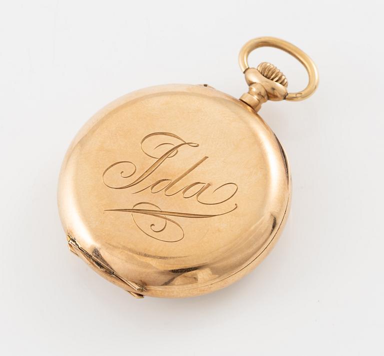 Pocket watch, 14K gold, with stand, 33 mm.