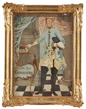 A DECOUPAGE. Sweden 18th century - around 1800. 29,5 x 21,5 cm without the frame, with the frame: 37 x 29 cm.