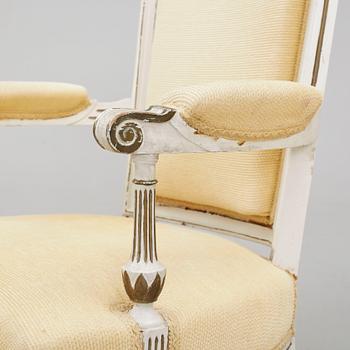 KARMSTOLAR, 4 st, Louis XVI-stil, 1800-talets slut.