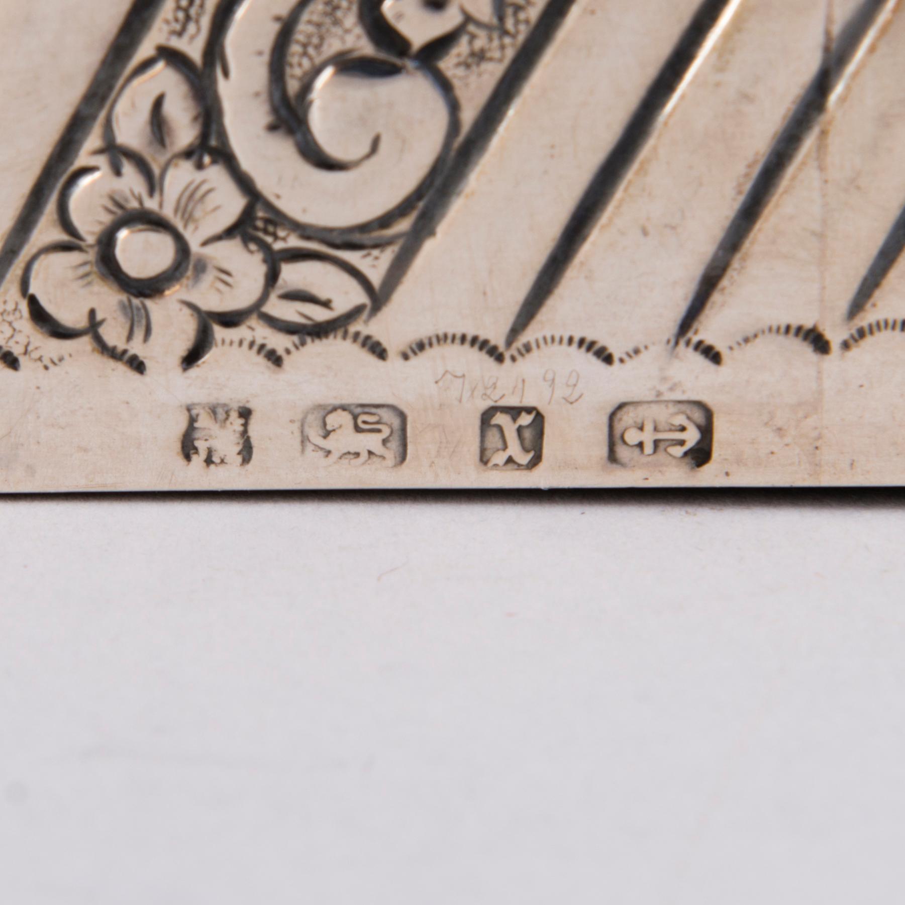 A silver cigar box, mark of A. & J. Zimmerman, Birmingham 1897.
