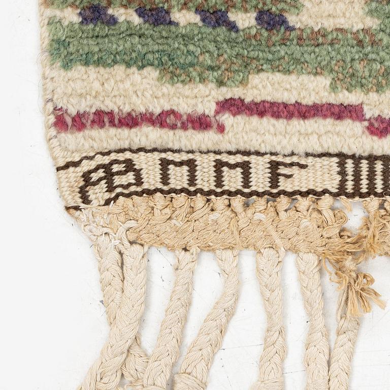 Märta Måås-Fjetterström, a 'Ängarna' carpet, knotted pile, c. 190 x 90 cm, signed AB MMF.