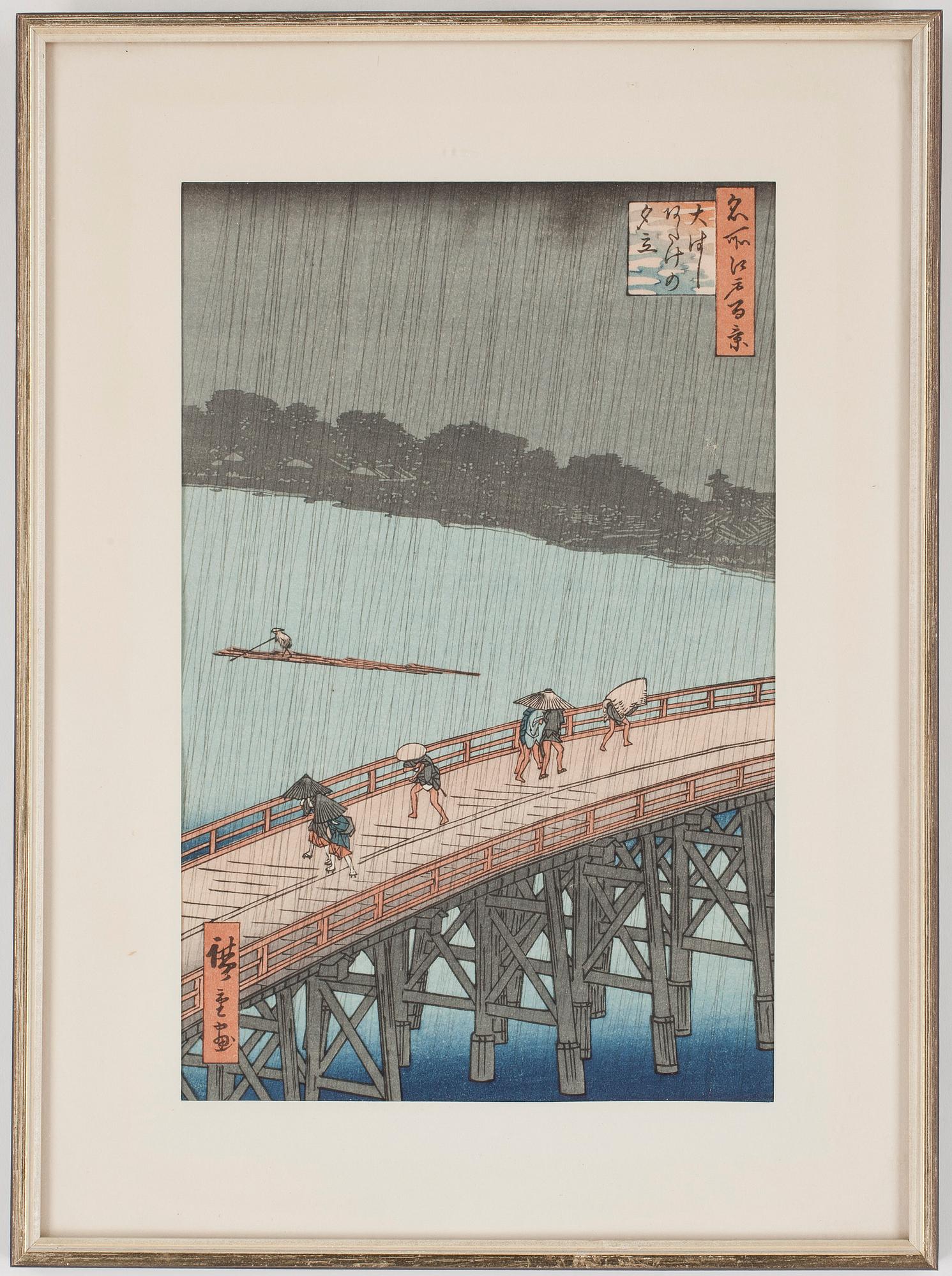 ANDO UTAGAWA HIROSHIGE, efter, träsnitt 6 st. Senare tryck. Japan. 1900-tal.