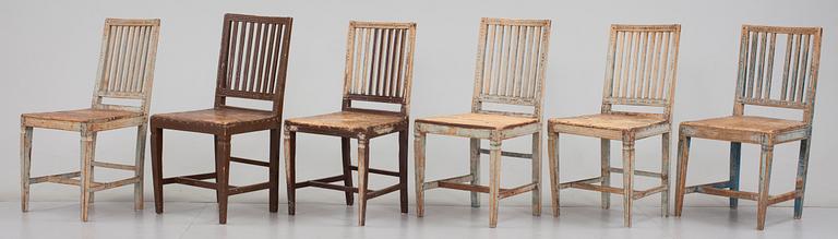 STOLAR, 6 st, troligen Danmark, tidigt 1800-tal.