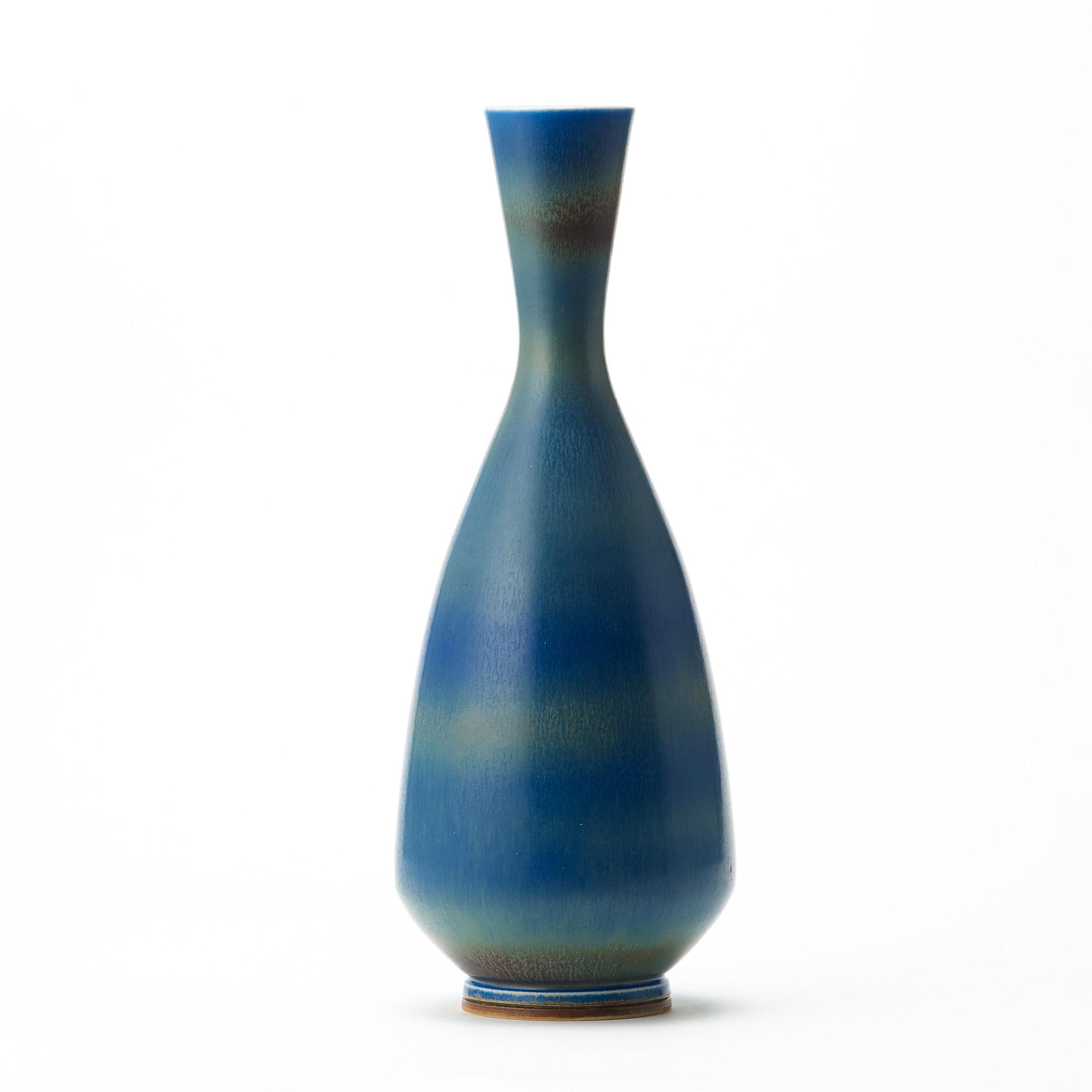 Berndt Friberg, a blue glazed stoneware vase, Gustavsberg studio 1967.