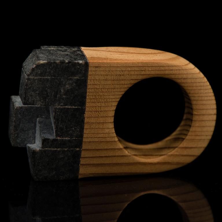 HANNA RYYNÄNEN, RING, "Frost", diabase, wood, 2014.