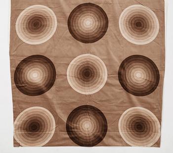 Verner Panton, CURTAINS, 3 PIECES, AND SAMPLERS, 5 PIECES.  Cotton velor. A variety of beige nuances and patterns. Verner Panton.