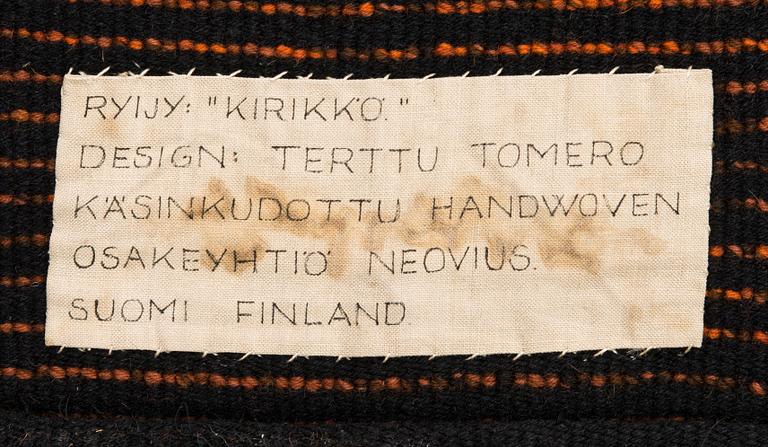 Terttu Tomero, rya, modell för Neovius. 1960-tal. Ca 204x122 cm.