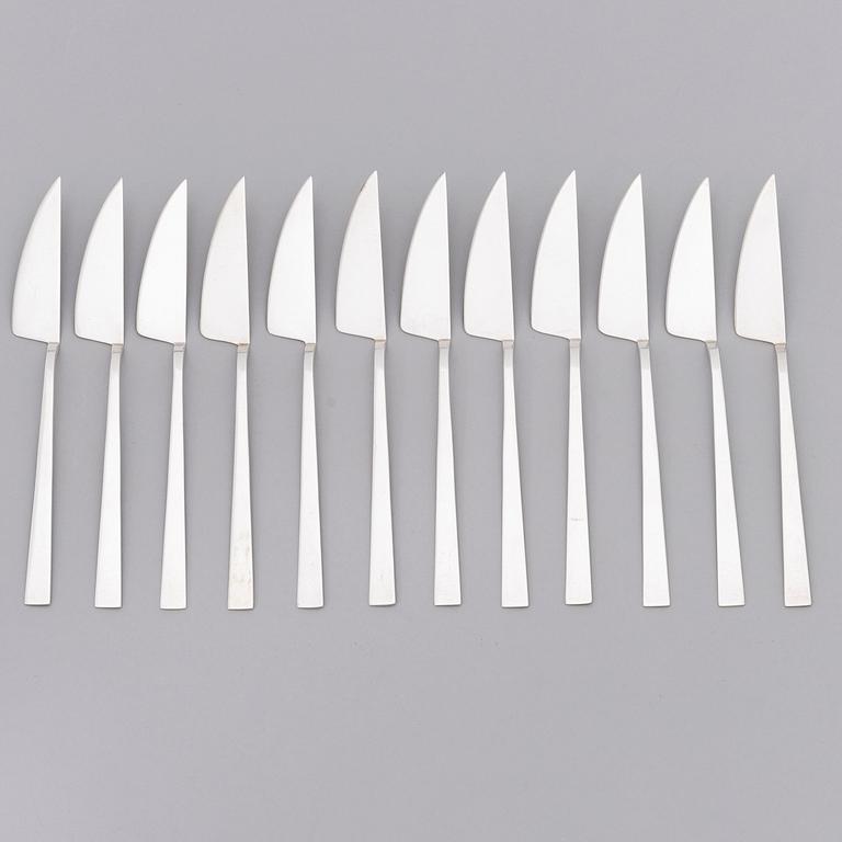 BERTEL GARDBERG, a 108-piece set of "Birgitta" silver cutlery, marked BG, Hopeatehdas oy, Helsinki 1956-61.