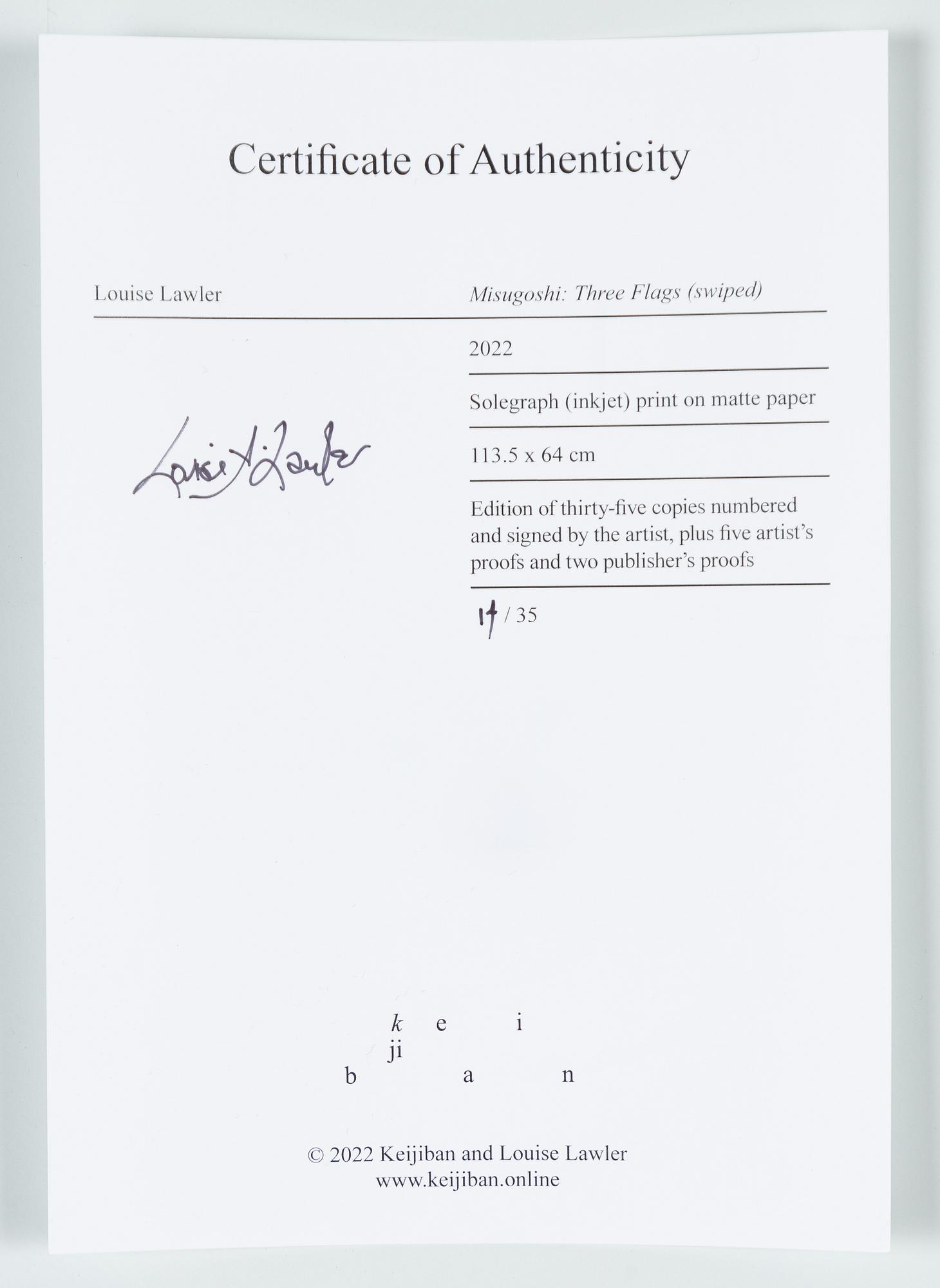 Louise Lawler, Misugoshi: "Three Flags (swiped)".