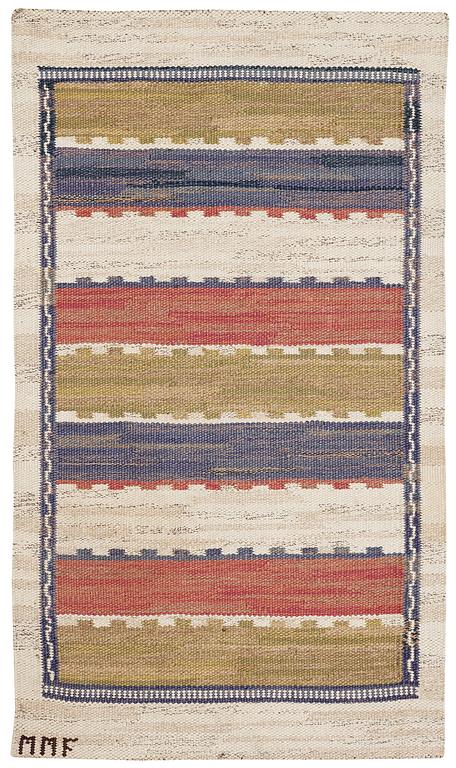 RUG. "Sommarmattan". Rölakan (flat weave). Signed MMF (Märta Måås-Fjetterström).