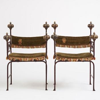 A pair of presumably Spanish armchairs, 19th century.