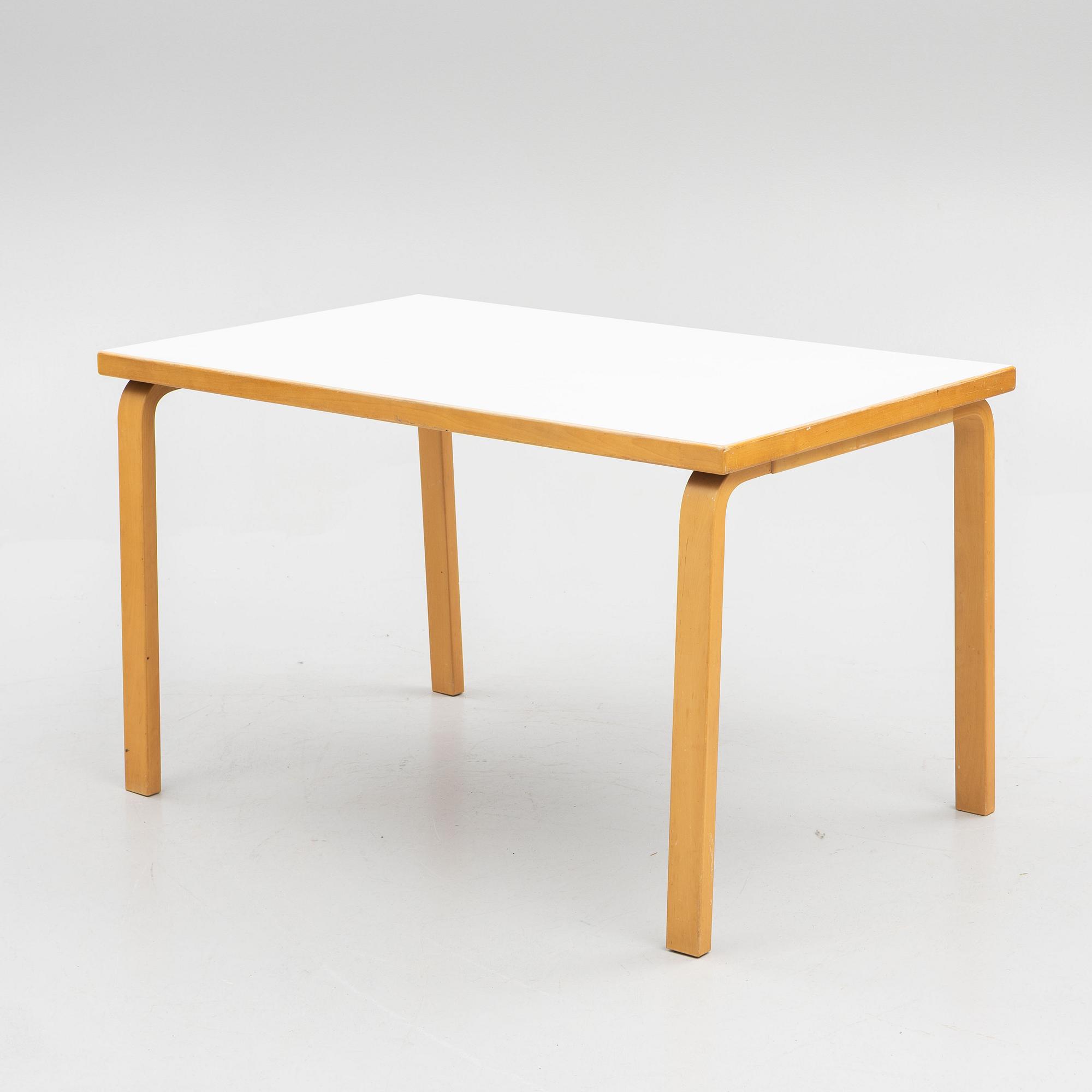 Alvar Aalto, furniture group, table model 81 B, 4 chairs and two stools, Artek, Finland, second half of the 20th century.