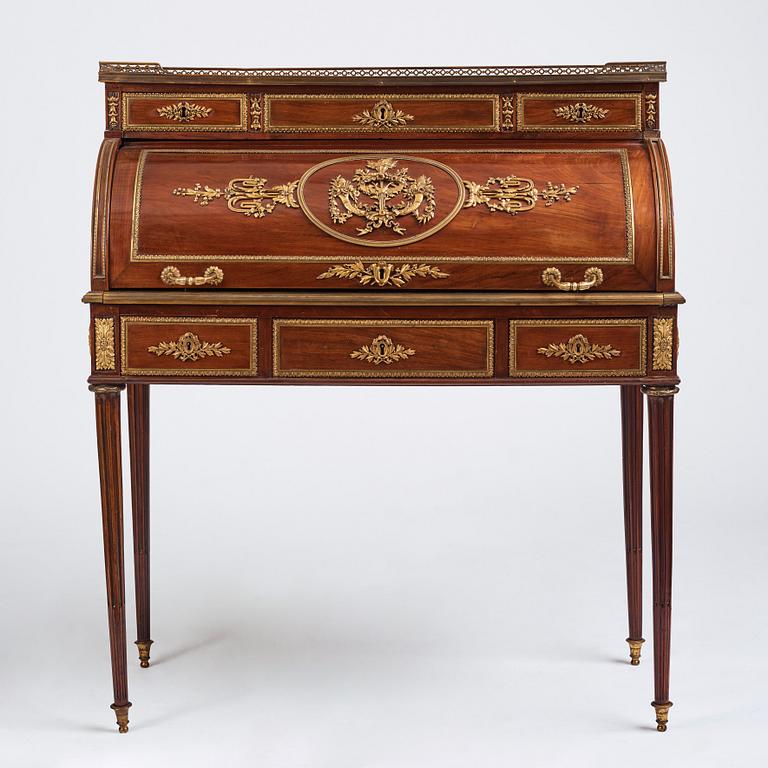 A Louis XVI gilt-bronze mounted mahogany cylinder desk by F. Schey, (master in Paris 1777).