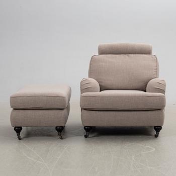 Armchair with footstool, Howard model.