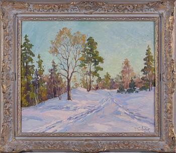 PETER KURBATOV, olja på pannå. Sign o dat 1948. Ryssland.