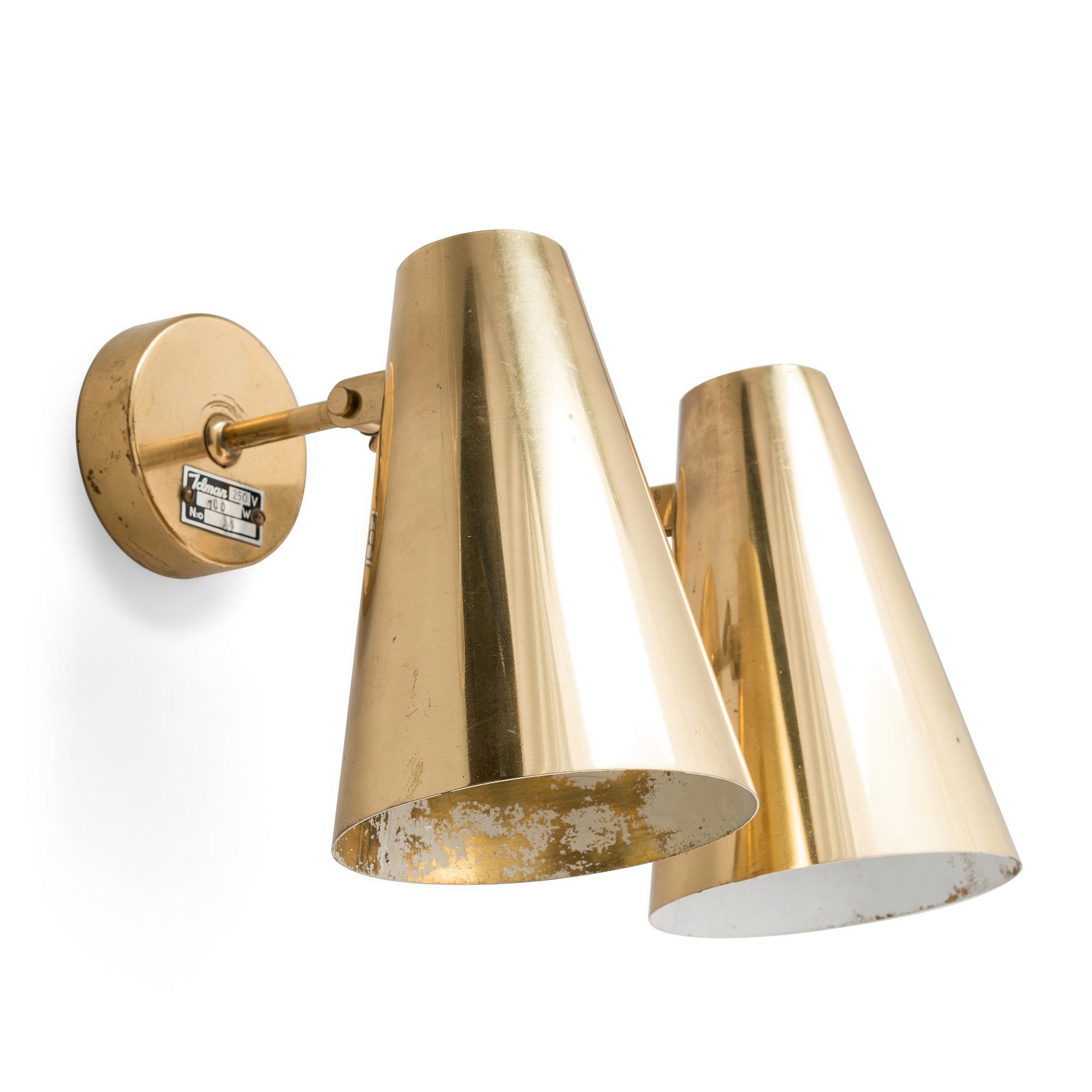 PAAVO TYNELL, a pair of mid-20th century 'A 4' wall lights for Idman.