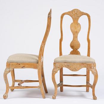 An assembled suite of eleven Swedish rococo chairs, later part 18th century.