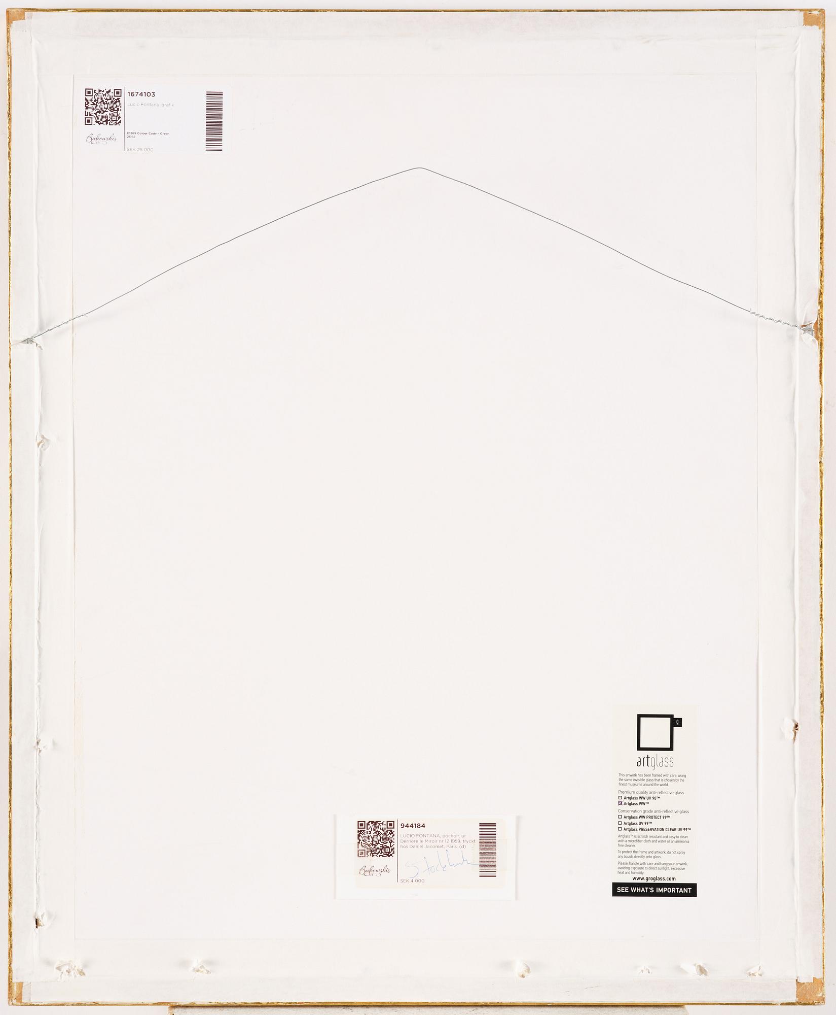 Lucio Fontana, efter, After Concetto Spaziale from  XX:e siècle no 12 1959.