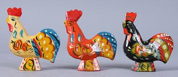 DALAHÄST samt DALATUPPAR, 3 st, allmoge, 1900-tal.