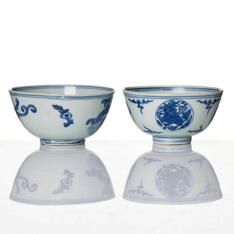 Two blue and white bowls, Ming dynasty, (1368-1644).