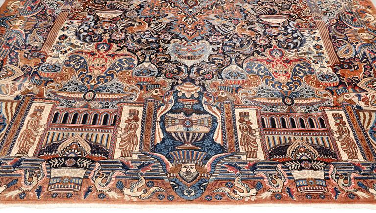 A figural Kashmar carpet, c. 352 x 247 cm.