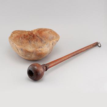 A bowl and a balance, dated 1839 and 1794.