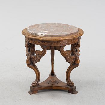 An oak sidetable with stone top, early 20th Century.