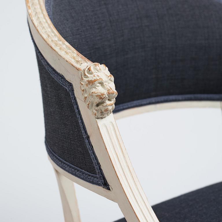 A pair of late Gustavian armchairs.