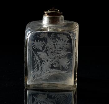 A Russian glass tea caddy, dated 1747.