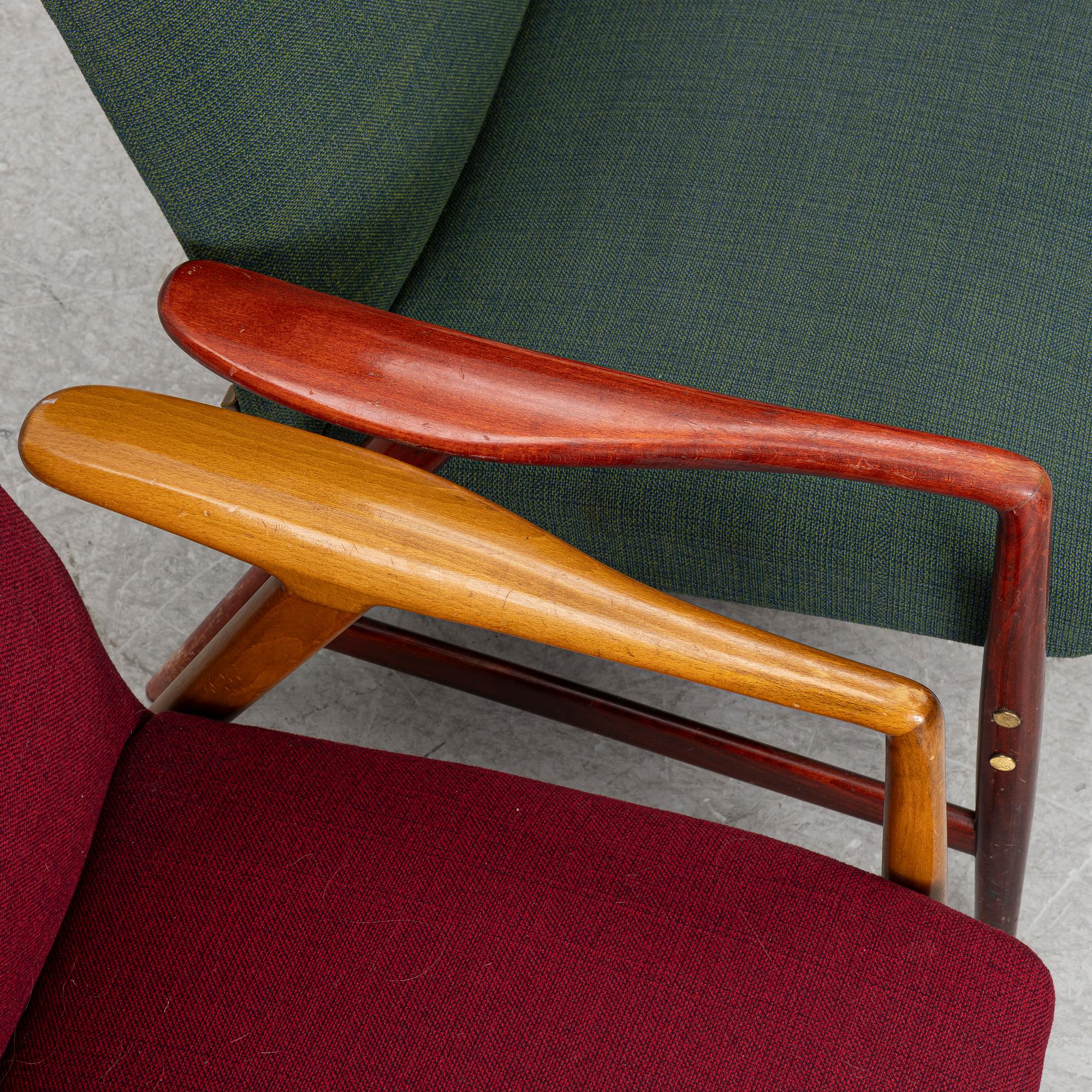 Alf Svensson, Armchairs, 2 pcs, "Contour", Ljungs Industrier, second half of the 20th century.