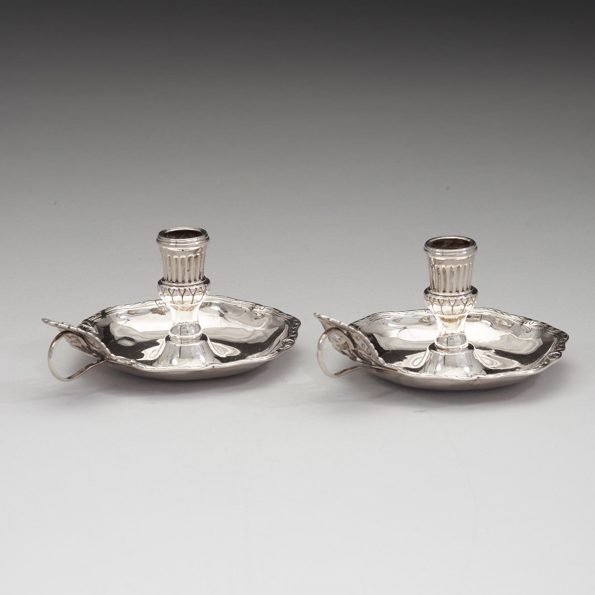 Jonas Yman, nattljusstakar, ett par, silver, Växjö 1783, rokoko.