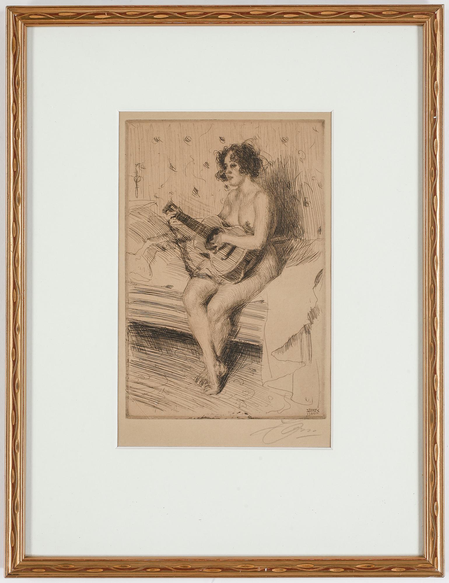 ANDERS ZORN, etsning, signerad, utförd 1900.