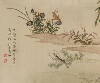 HANDSCROLL, akvarell på siden och papper. Sannolikt 1900-talets början.