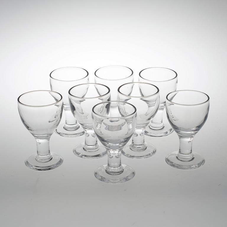VIN-/ÖLGLAS, 8 st, "Ruben", Signe Persson Melin, Boda glasbruk, formgivna 1967.