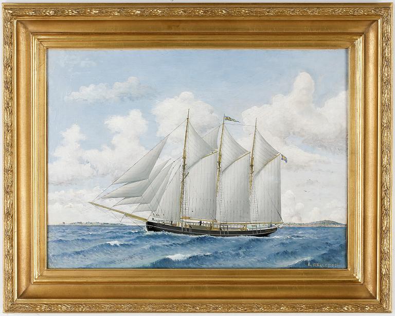 OKÄND KONSTNÄR, olja på duk, signerad E Meuller, 1900-talets början.