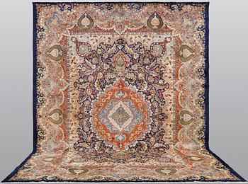 A figural Kashmar carpet, 391 x 306 cm.