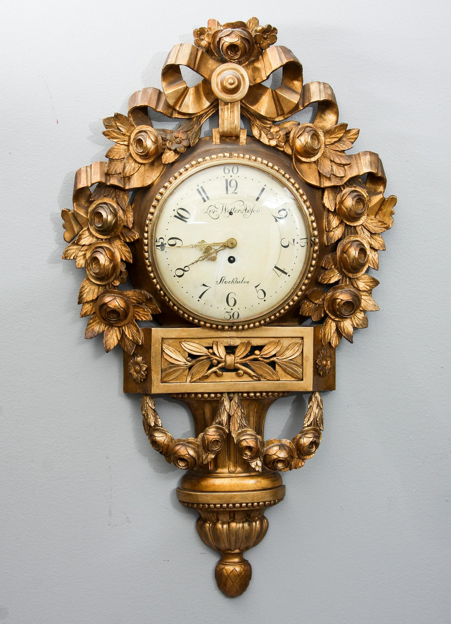 VÄGGPENDYL, gustaviansk, Lorents Adamson Wester (urmakare i Stockholm 1780-95).