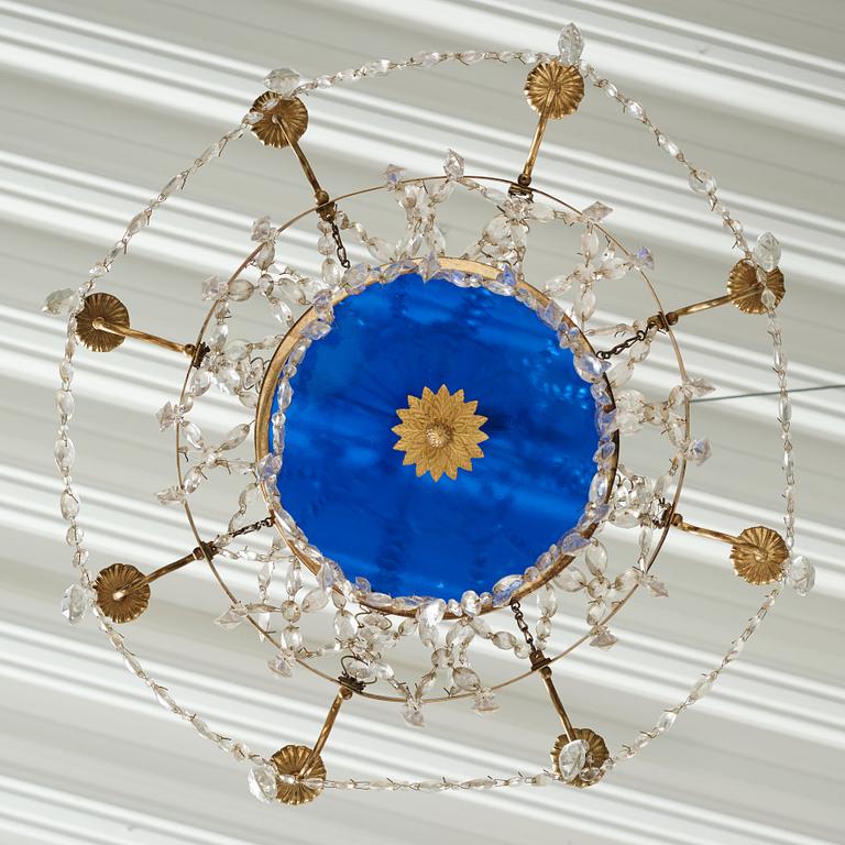 A late Gustavian circa 1800 nine-light chandelier.