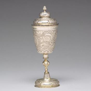 A Russian 18th century parcel-gilt silver cup and cover, mark of Fedor Petrow, Moscow 1756.