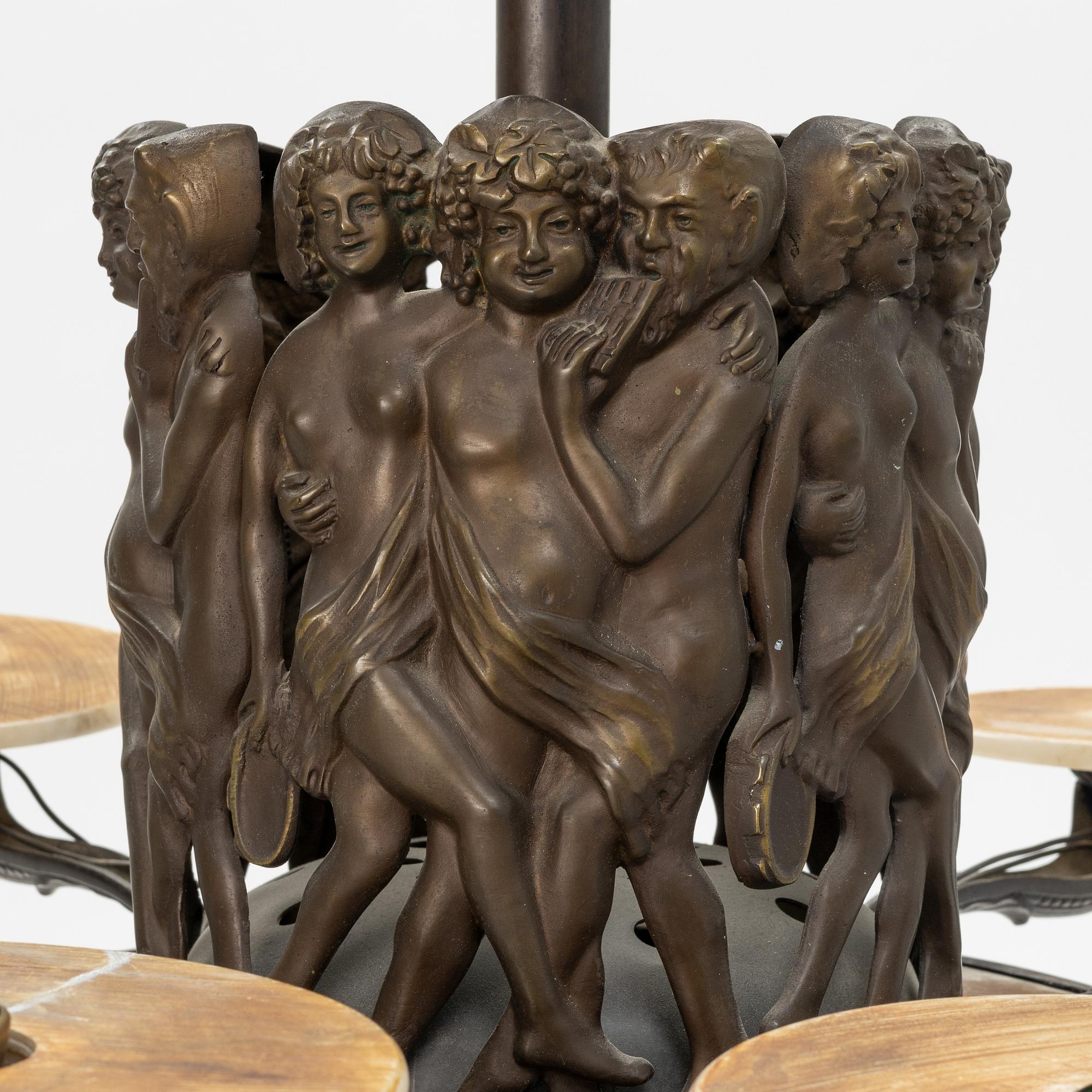 An Art Nouveau Bronze Ceiling Light, early 20th century.