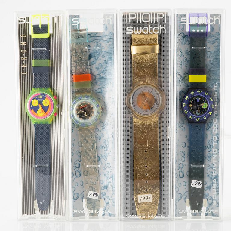 Parti med 18 Swatch-klockor från omkring 1990, "No Reserve".