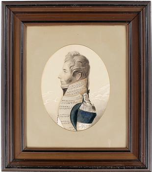 GÖSTA FLORMAN, akvarell med täckvitt på papper, troligen 1860-tal efter äldre original.