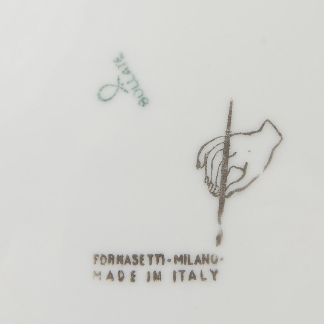 Piero Fornasetti, 10 dlr fat, salt och peppar, askfat samt brevpress Italien 1900-talets andra hälft porslin.