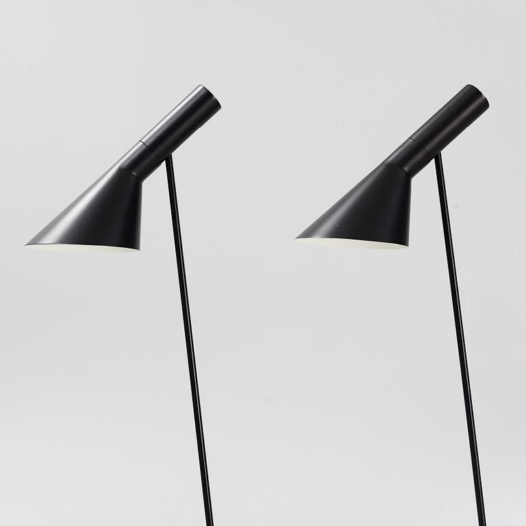 Arne Jacobsen, a pair of 'AJ' floor lights, Louis Poulsen, Denmark.